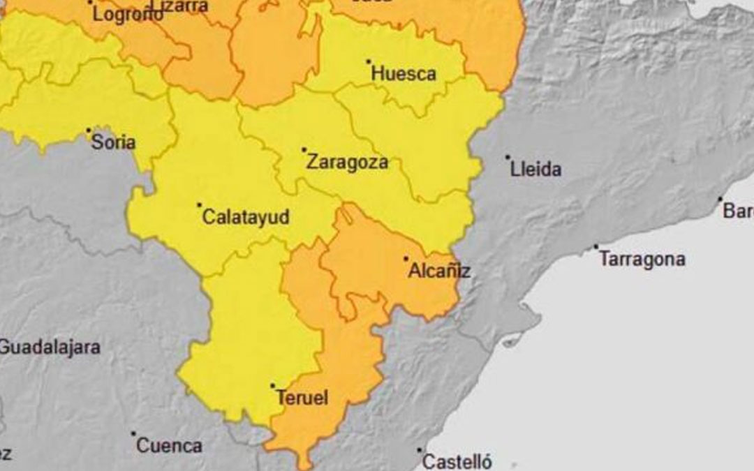 El aviso naranja se mantiene hasta las 23.59 de este sábado./ DGA.
