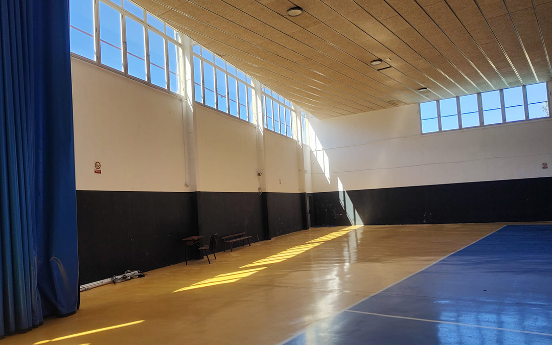 Emplazamiento del nuevo Rocódromo en el interior del Pabellón de Calaceite./David Insa