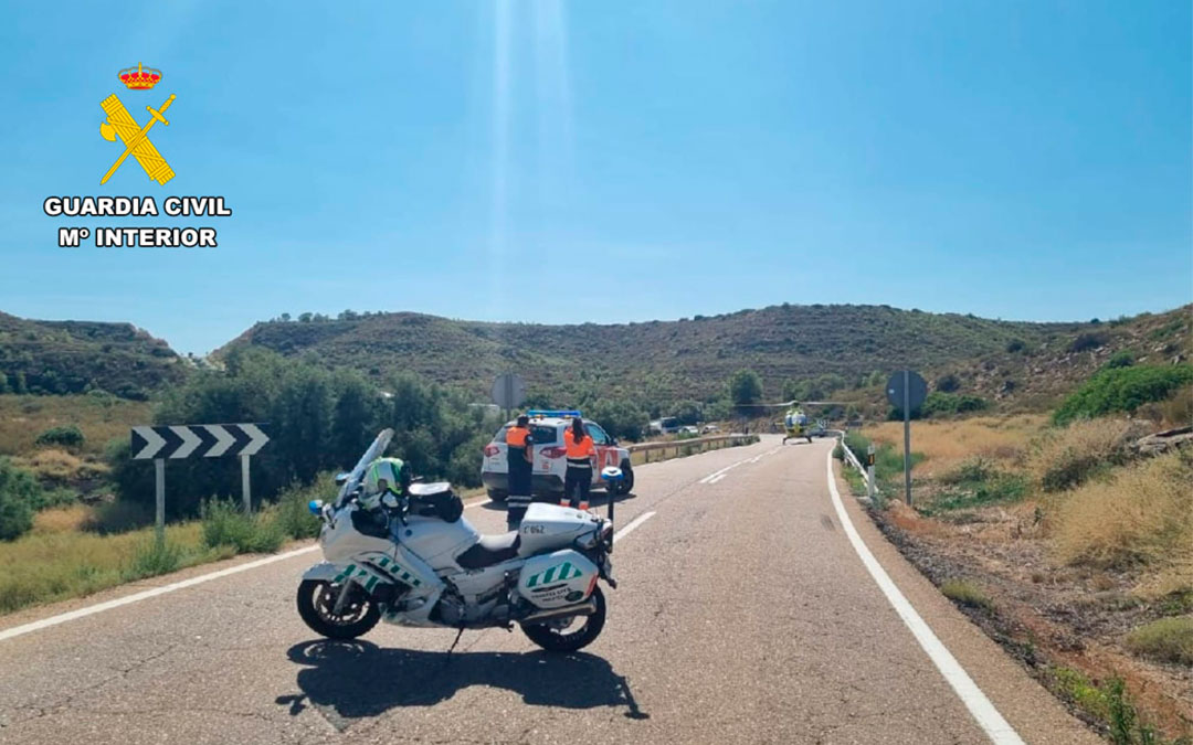 El helicóptero del 112 ha trasladado a la víctima al Hospital Servet de Zaragoza./ Guardia Civil