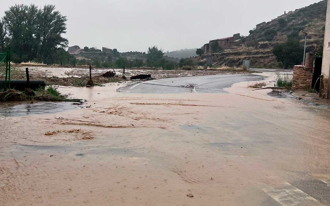 Imagen de Las Parras de Castellote tras las lluvias de este fin de semana.