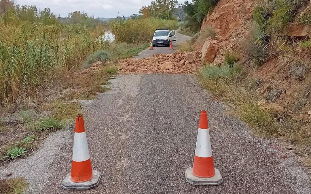 Camino Huerta Nueva de Maella, que tuvo que cortarse el lunes por las lluvias. Ayto de Maella