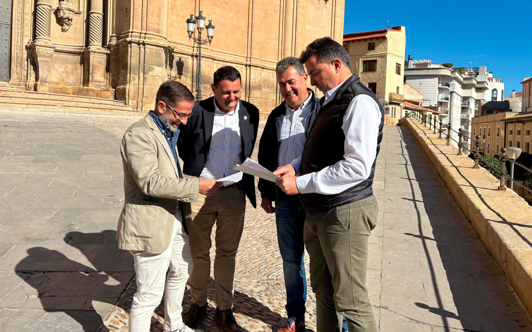 Boné, Estevan, Orrios y Herrero durante la rueda de prensa en Alcañiz./ M.M.R.