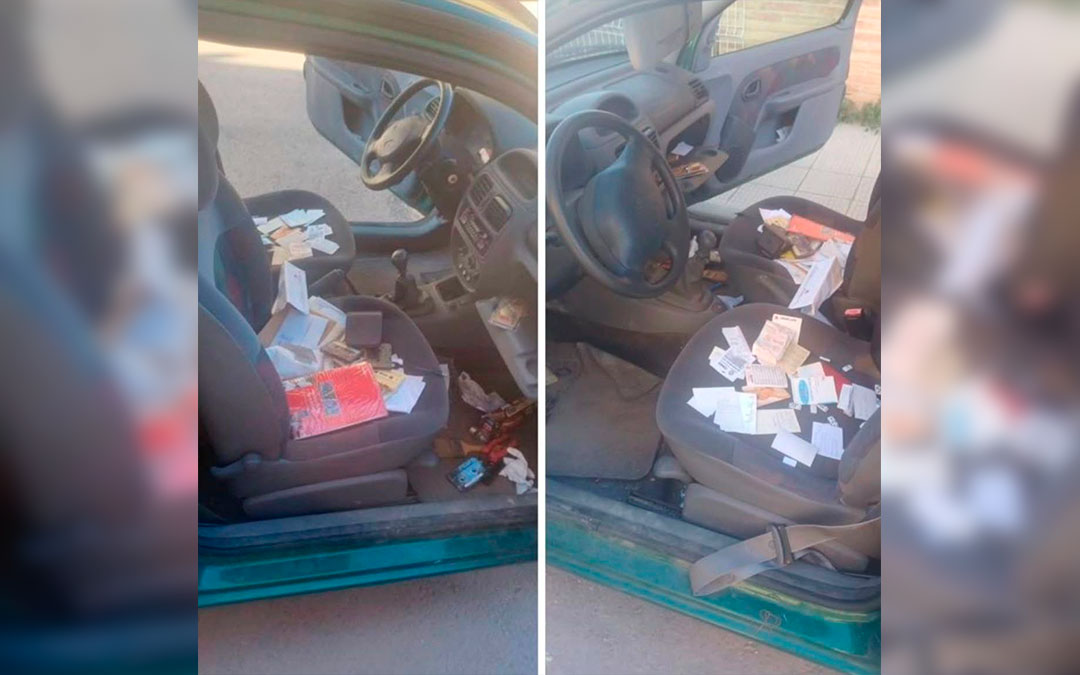Uno de los coches forzados en Maella./ Instagram Ayuntamiento de Maella
