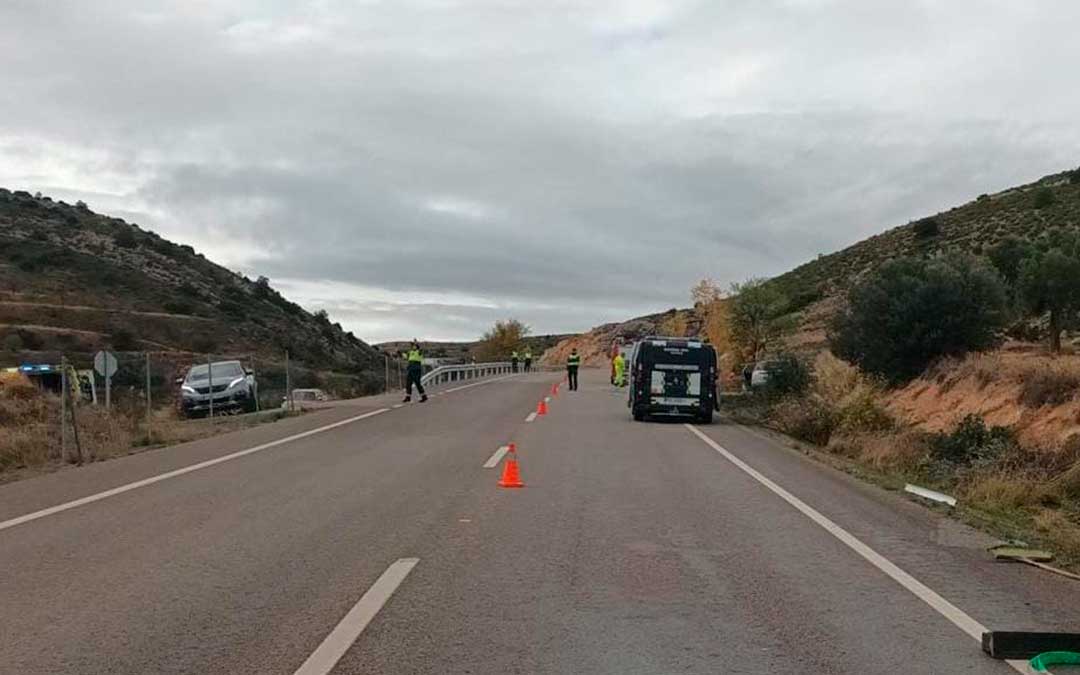 El siniestro se produjo en el kilómetro 201,500 de la carretera N-211./ Guardia Civil