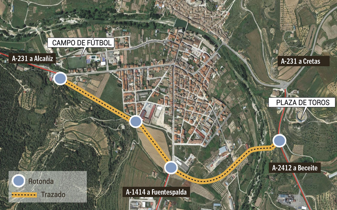 Trazado por el que discurrirá la futura variante de Valderrobres / La COMARCA