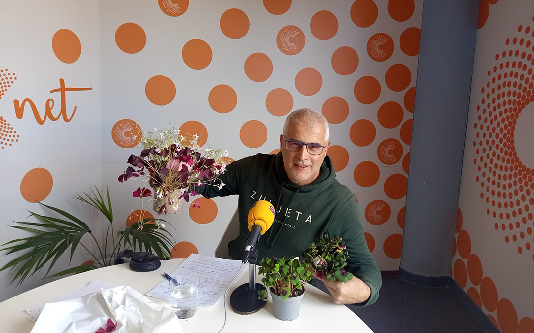 Javier Carela, conductor del espacio Agrojardín, en los estudios de La Comarca./M.J. Salvador