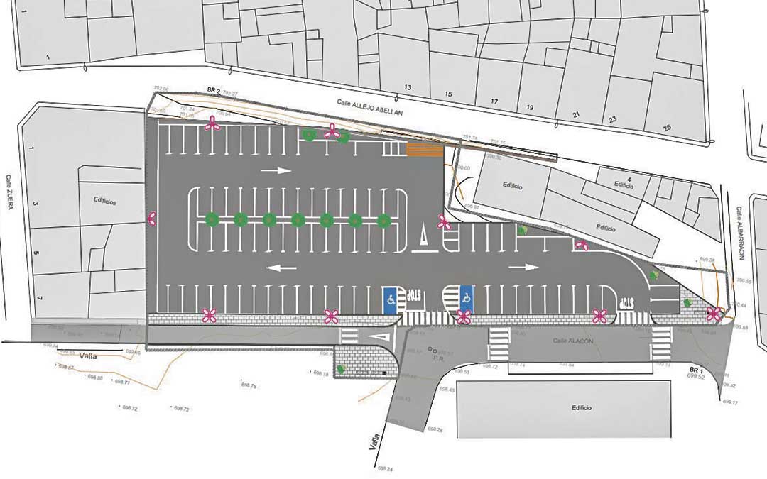 Vista general del nuevo aparcamiento de la zona de los Hortales de Andorra / Eid Consultores