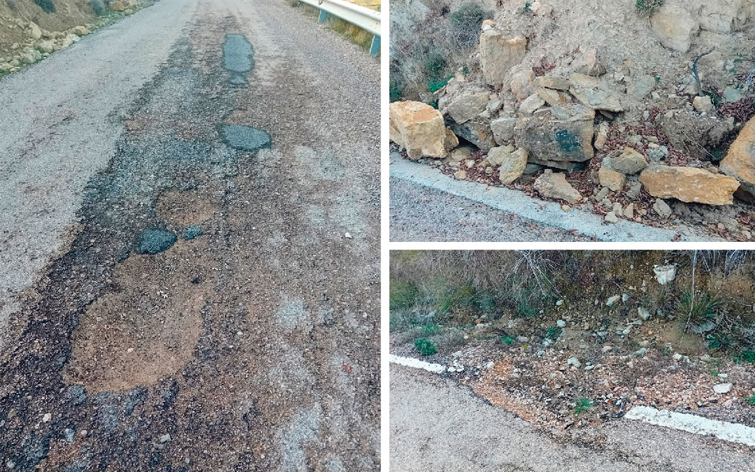 Los baches, los desprendimientos y la falta de arcén son una constante en la carretera / La COMARCA