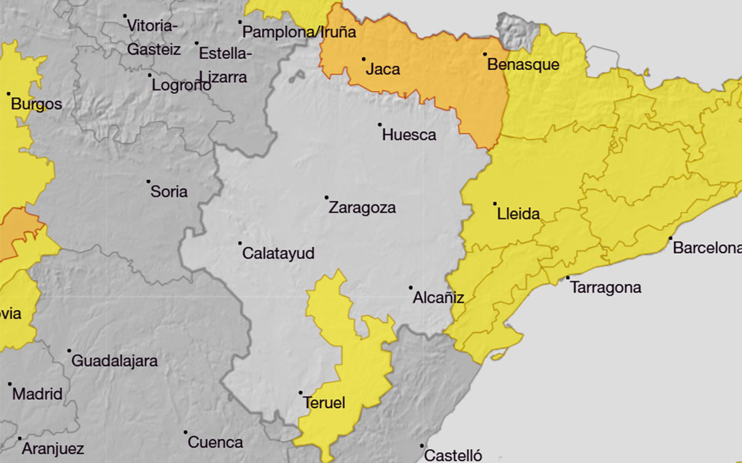 El Gobierno de Aragón activa el PROCIFEMAR en fase de alerta ante los riesgos de la borrasca Harry. / AEMET