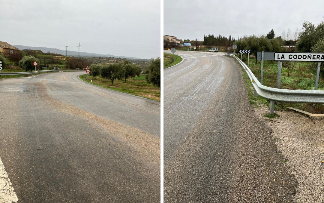 La A-2407 en La Codoñera, sin marcas viales./ Ayto.