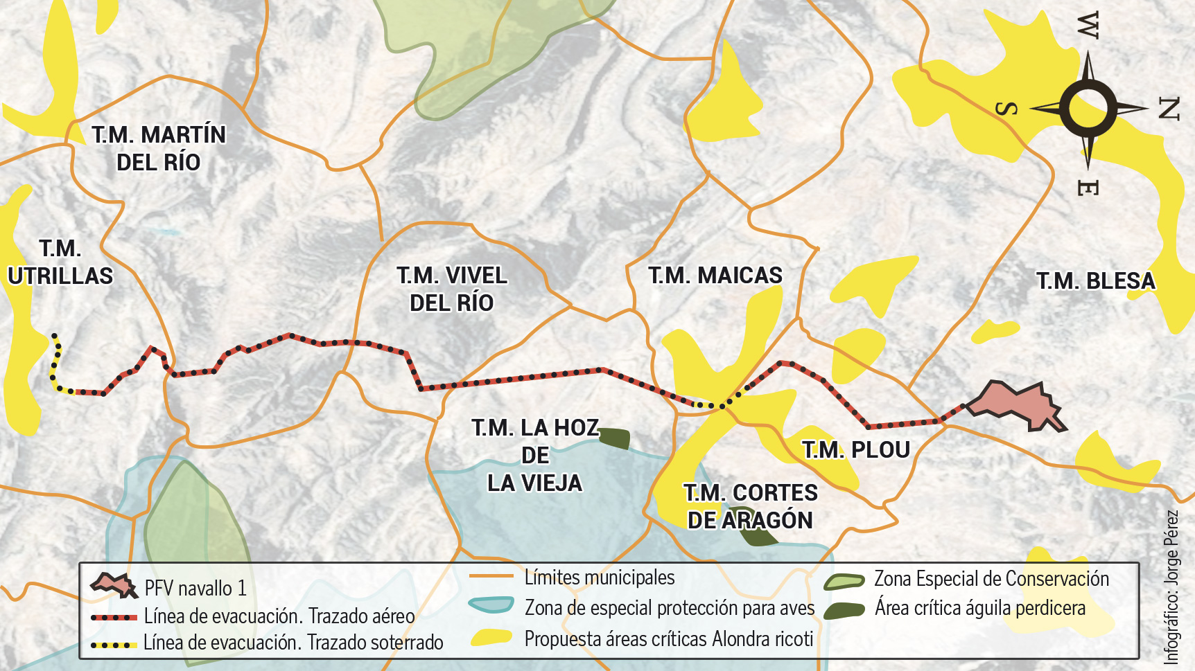 Ubicación donde se plantea el proyecto Navallo I y los municipios que abarcará. / L.C.