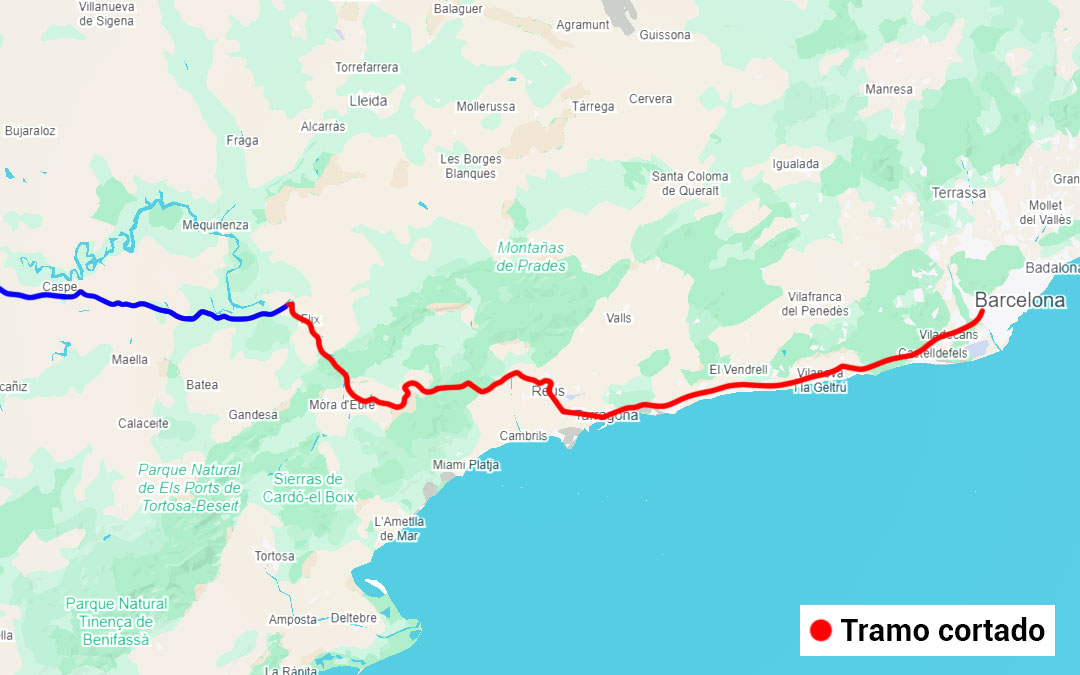 El tramo de la línea está cortado porque se han limitado todo el transporte ferroviario de Cataluña./L.C.