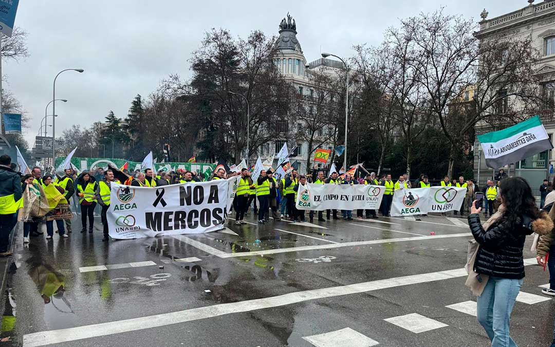 Agricultores de AEGA el miércoles en Madrid./ AEGA