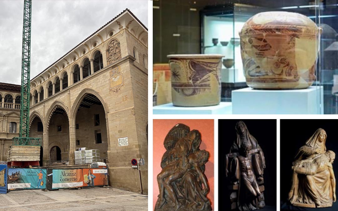 Estado de las obras de la Lonja y algunas de las obras que se mostrarán en el futuro museo de Alcañiz / La COMARCA