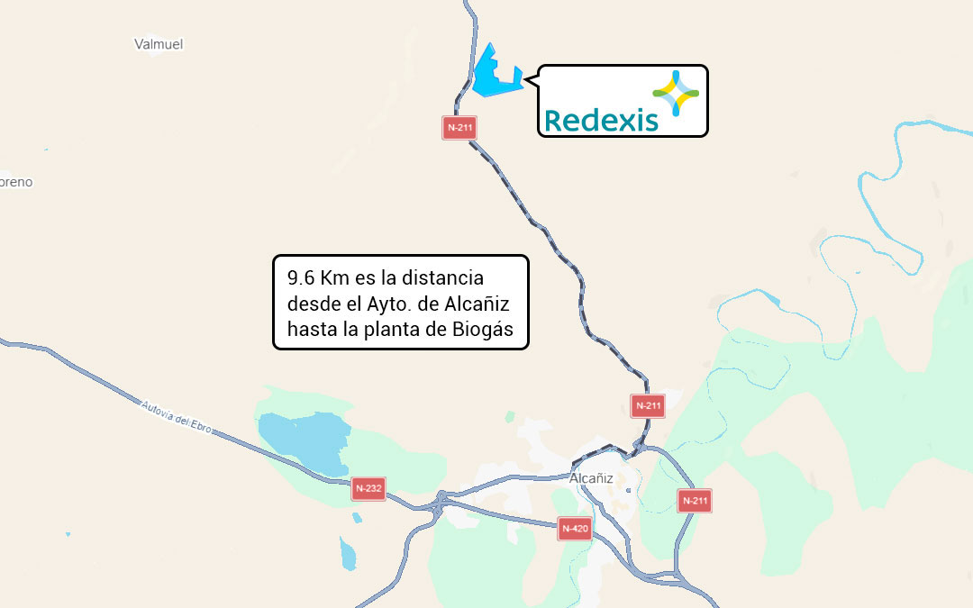 Mapa de la ubicación de la nueva planta de biometano en Alcañiz./ L.C.