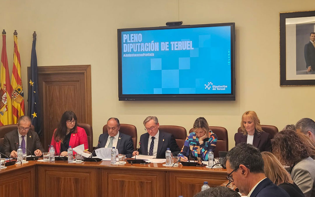Instantes del pleno ordinario del mes de marzo de la Diputación de Teruel. / DPT