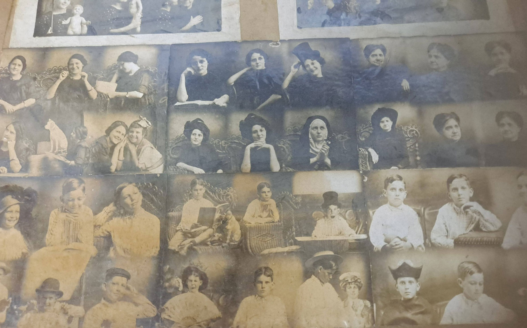 Retratos fotográficos de alcañizanos a principios del siglo XX, encontrados en una vivienda de la calle Mayor, 35. / Cedida por Guillermo Castillo