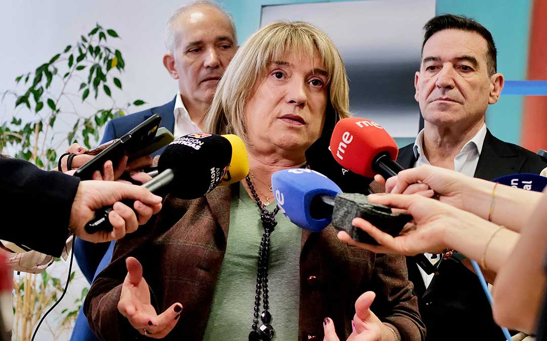 Tomasa Hernández este martes en la rueda de prensa que ha anunciado la concertación del Bachillerato / DGA