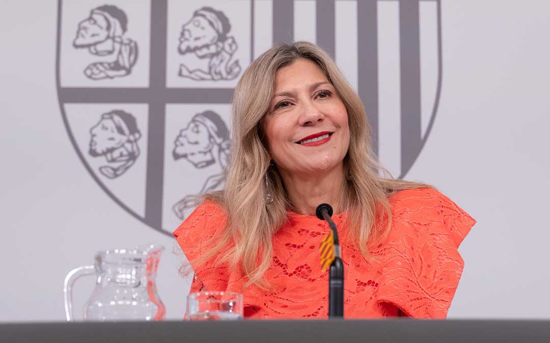 Mar Vaquero durante la rueda de prensa del Consejo de Gobierno de este miércoles./ DGA