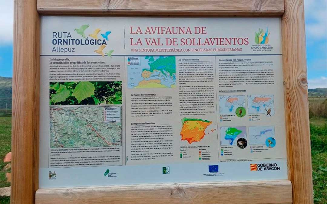 Cartel de la ruta ornitológica de Allepuz / C. Maestrazgo