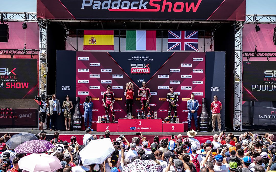 El podio de la categoría reina en Motorland Aragón / WorldSBK