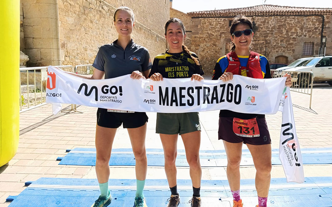 Las tres mejores clasificadas de la categoría femenina en el XIII Maestrail Geoparque de Allepuz / Prensa Comarca Maestrazgo