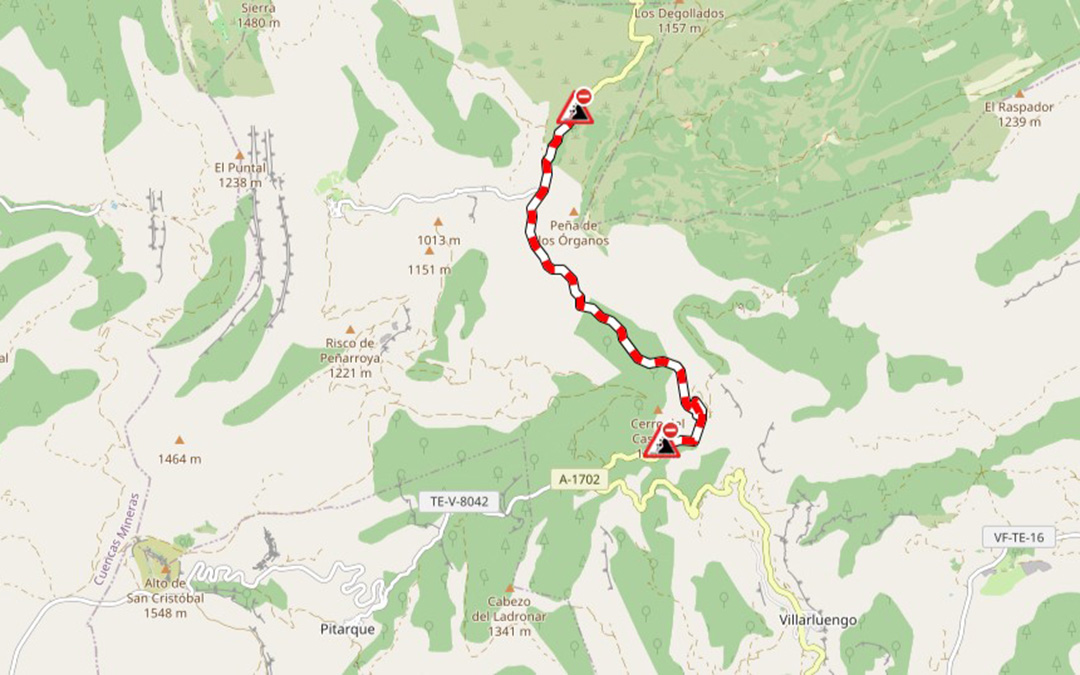 Cinco kilómetros de corte en la A-1702, la Silent Route en Villarluengo. / DGT