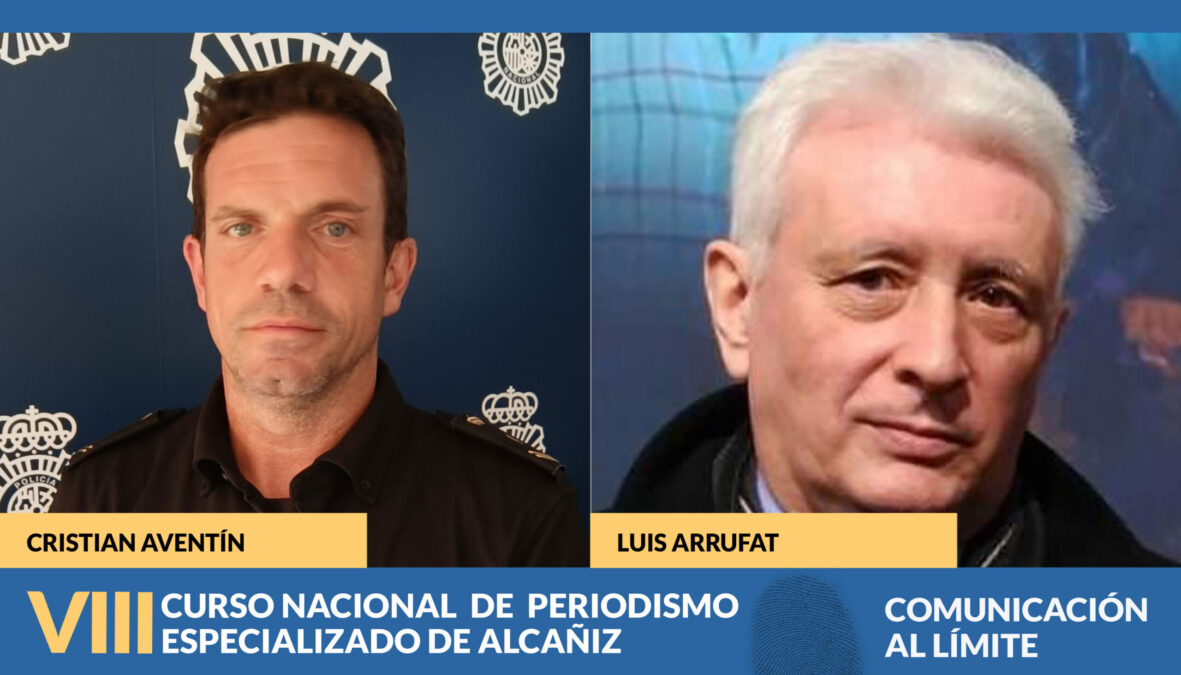 Cristian Aventin, portavoz de la Policía Nacional y Luis Arrufat, exjefe del Grupo de Homicidios de la Policía Nacional en Zaragoza./ La COMARCA