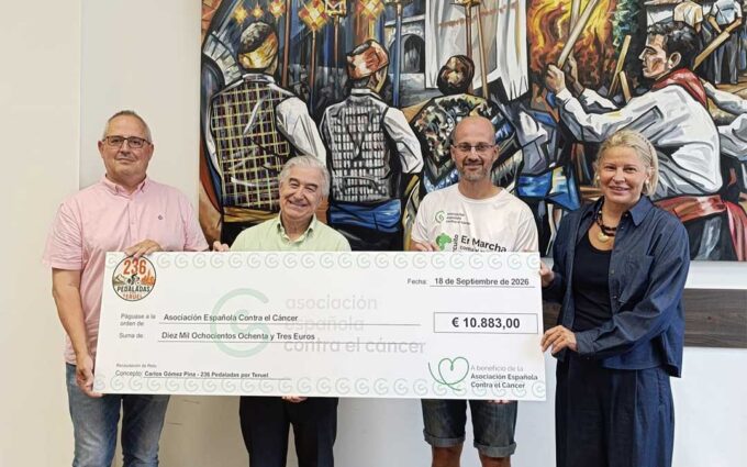 El reto '236 Pedaladas por Teruel' recauda 10.883 euros a beneficio de la Asociación Española Contra el Cáncer