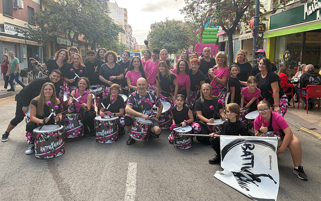 Participantes en el encuentro de batucadas de este sábado en Alcañiz / Alba Ferrández