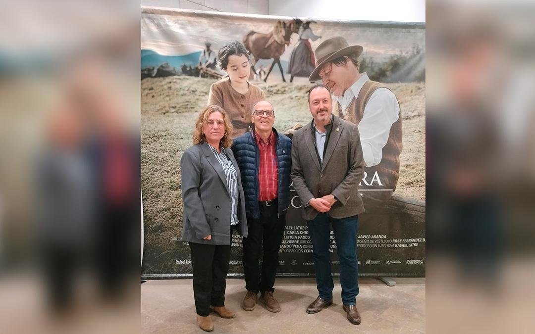 Pepa Nogués, Rafael Latre y Javier Climent, en la proyección en Alcañiz. / LC