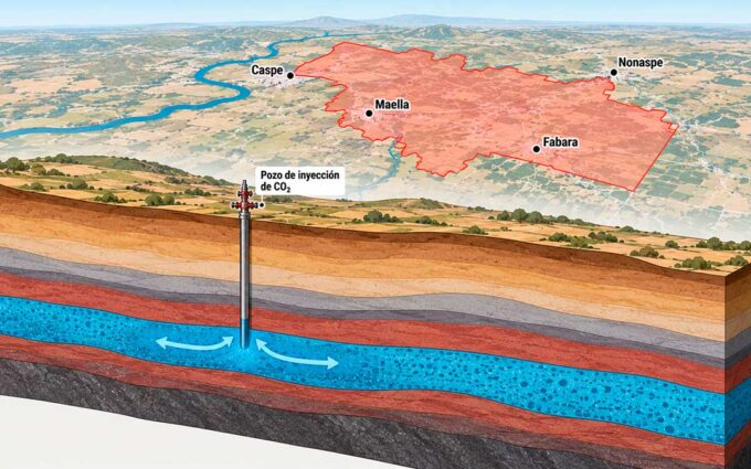 Una empresa andaluza pide permiso para buscar zonas para almacenar CO₂ en el subsuelo del Bajo Aragón-Caspe