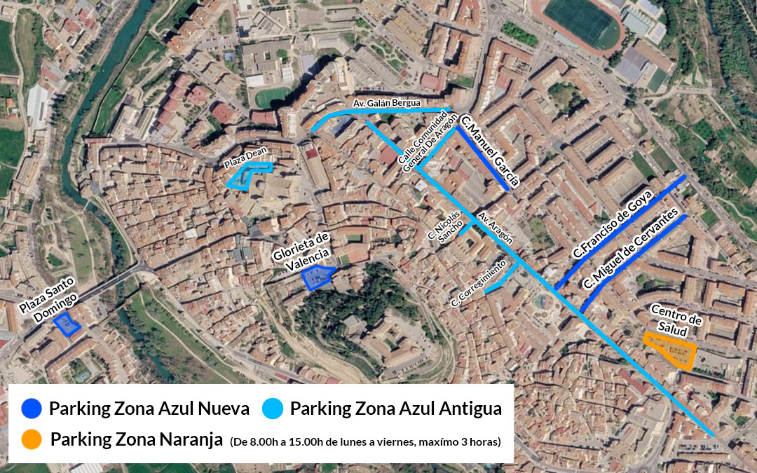 La distribución de la nueva zona azul y naranja de Alcañiz./ L.C.